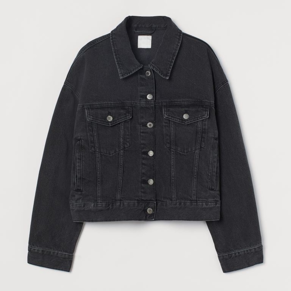 H&M boxy black denim jacket, size XS